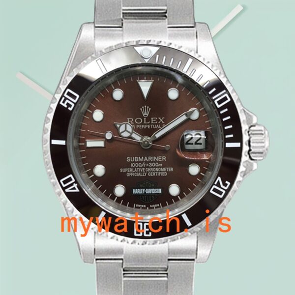Rolex Submariner Mens 40mm Harley-Davidson Silver-tone Brown Dial: A Timeless Masterpiece